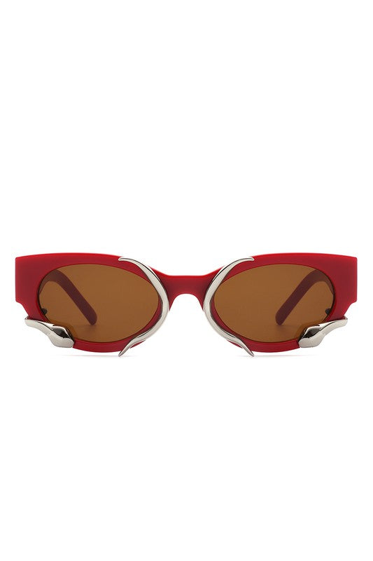 red Round Snake Design Cat Eye Sunglasses