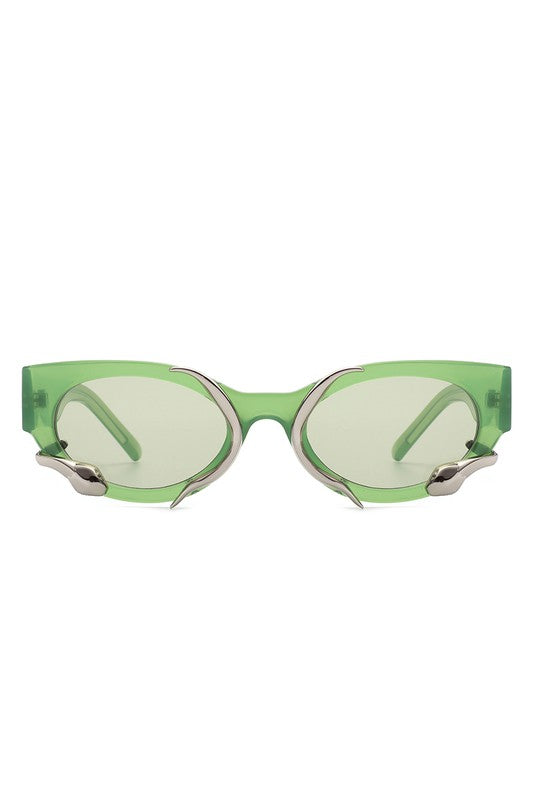 green Round Snake Design Cat Eye Sunglasses