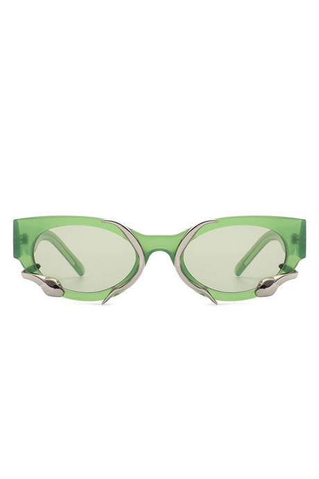 green Round Snake Design Cat Eye Sunglasses