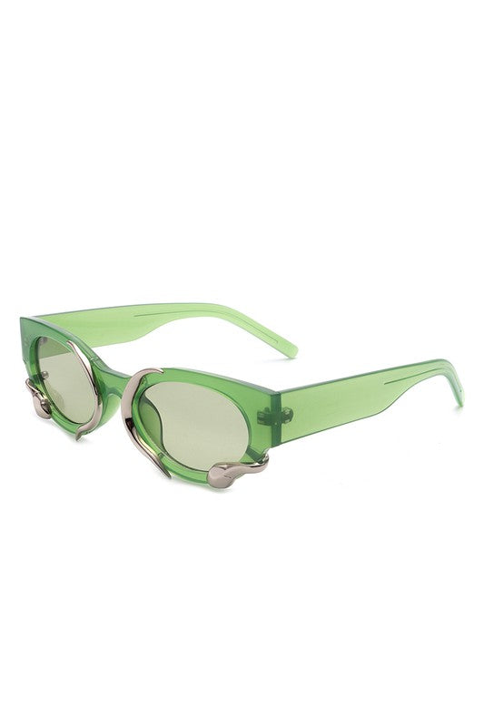 green Round Snake Design Cat Eye Sunglasses