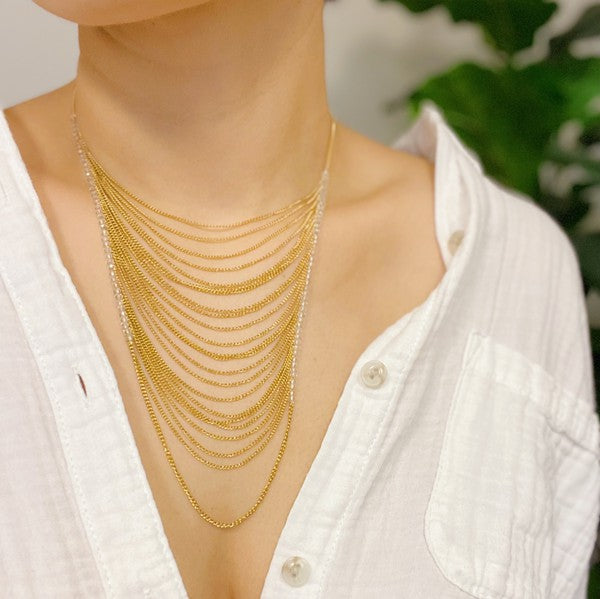 Arched Chain Drop Gold Necklace