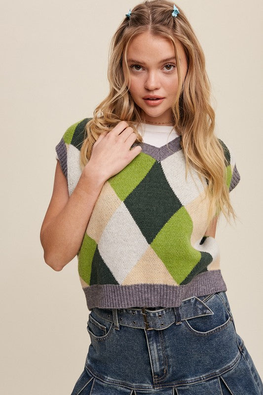 90's Style Argyle Sweater Vest
