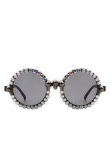 silver Round Gothic Rhinestone Skull Punk Sunglasses