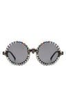 silver Round Gothic Rhinestone Skull Punk Sunglasses