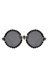 black Round Gothic Rhinestone Skull Punk Sunglasses