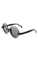 silver Round Gothic Rhinestone Skull Punk Sunglasses