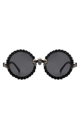 black Round Gothic Rhinestone Skull Punk Sunglasses