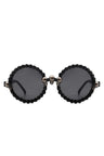 black Round Gothic Rhinestone Skull Punk Sunglasses