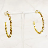 Gold Bead Jewel Hoop Earrings