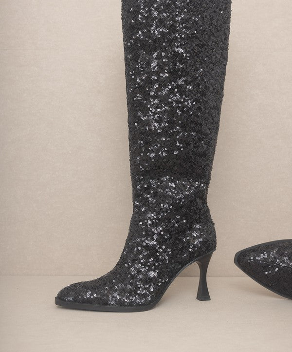 OASIS SOCIETY Jewel Disco Knee High Sequin Boots
