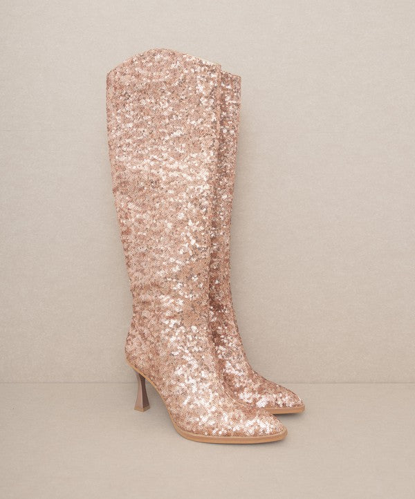 OASIS SOCIETY Jewel Disco Knee High Sequin Boots