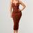 Ribbed Bandage Midi Dress in Brown