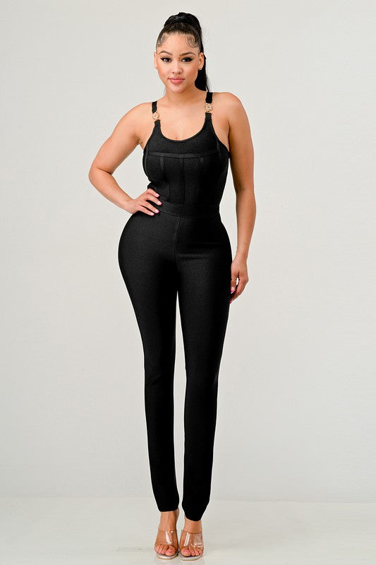 Black Bodycon Bandage Jumpsuit