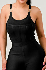 Black Bodycon Bandage Jumpsuit