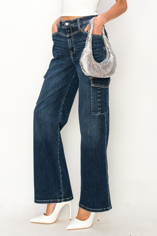 90's Vintage High Rise Jeans in Dark Wash