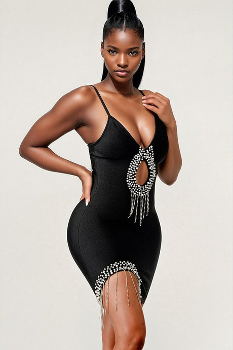 Night Out Bandage Mini Dress in Black