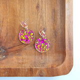 Round Drop Earrings - Pink Confetti