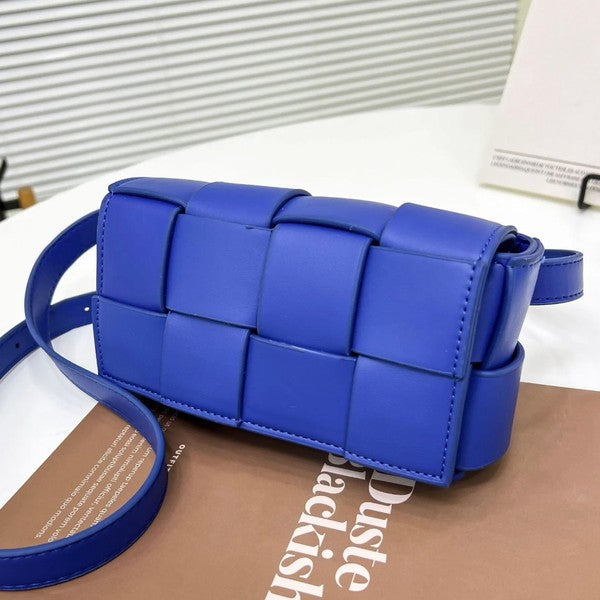 blue Woven Cube Sling Bag