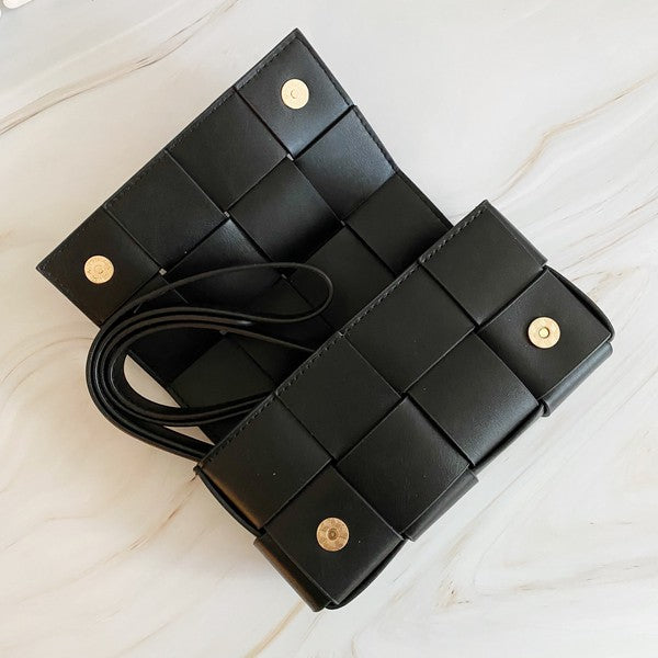 Black Woven Cube Sling Bag
