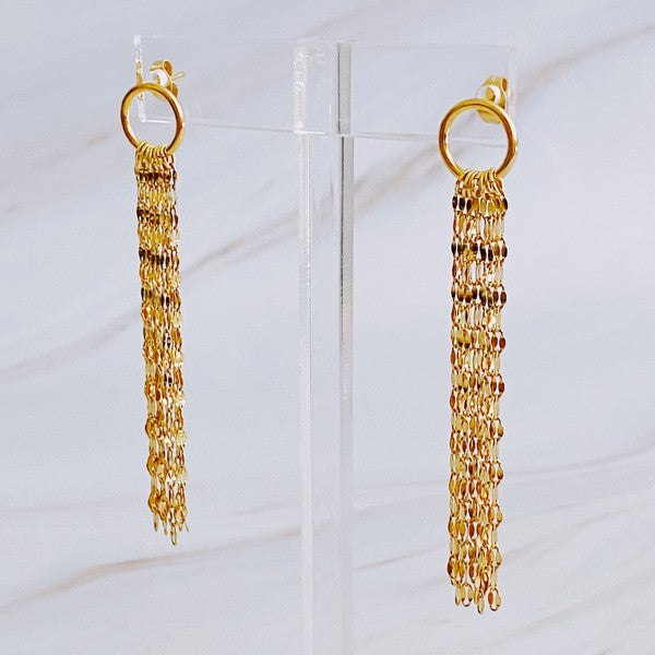 Gold Chain Drape Dangle Earrings