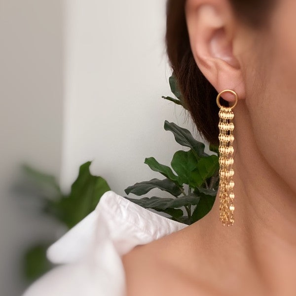 Gold Chain Drape Dangle Earrings