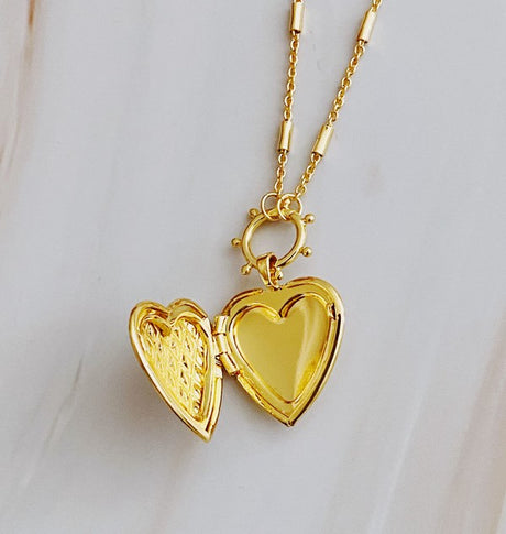 Gold Heart Locket Necklace