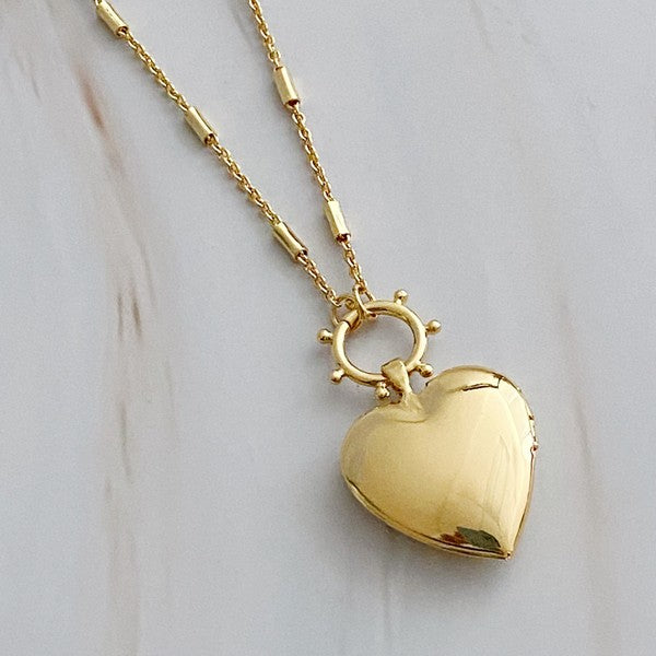 Gold Heart Locket Necklace