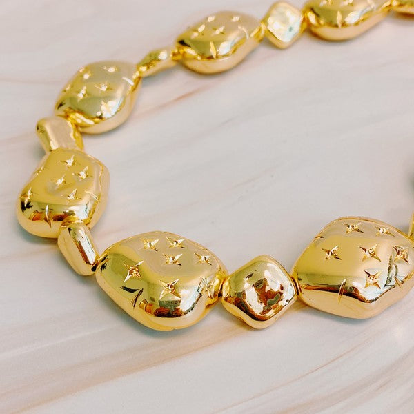 Golden Starlight Pebble Necklace
