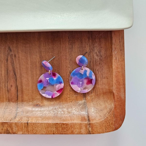 Round Drop Earrings - Cotton Candy