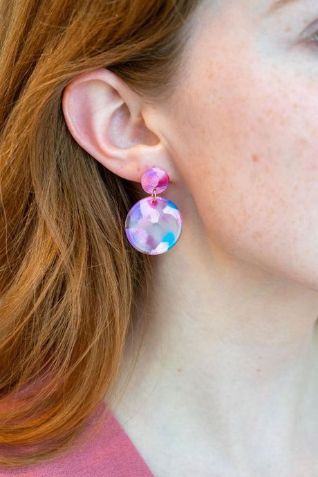 Round Drop Earrings - Cotton Candy