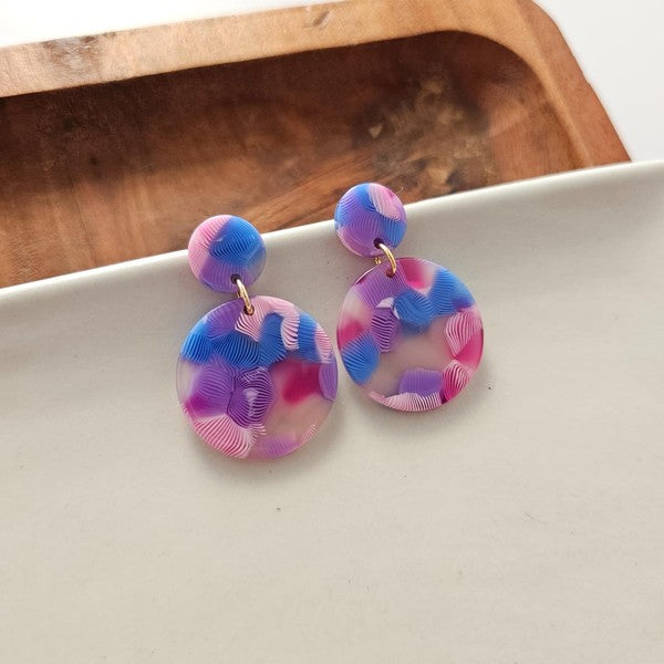 Round Drop Earrings - Cotton Candy