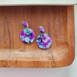 Round Drop Earrings - Purple Party