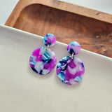 Round Drop Earrings - Purple Party