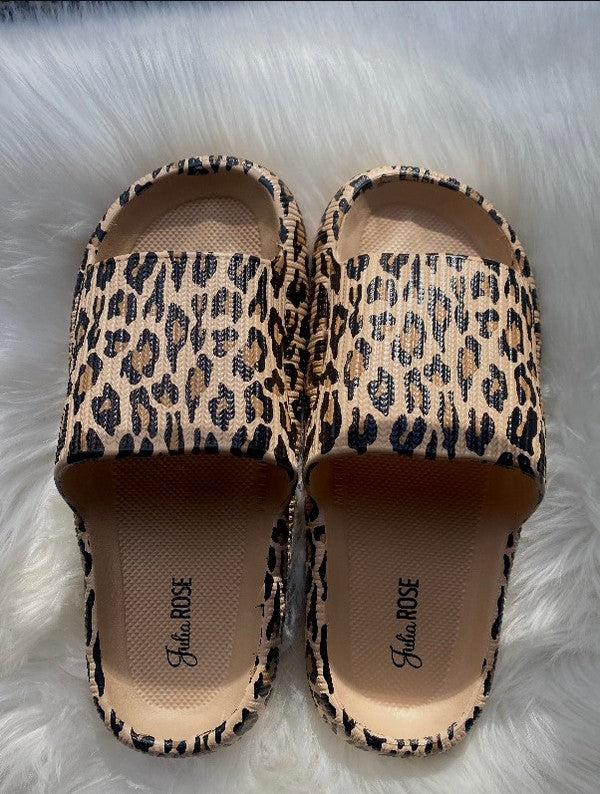 Insanely Comfy Slides in Brown Leopard