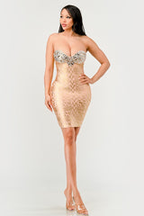 Sequins & Beads Strapless Dress