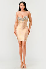 Sequins & Beads Strapless Dress