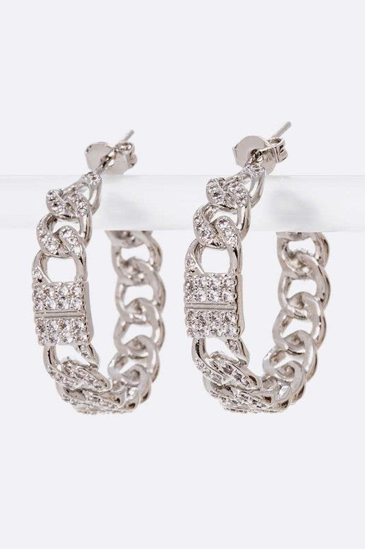 Silver Iconic Chain Link Hoop Earrings
