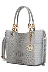 white Crocodile Print Faux Leather Tote Bag