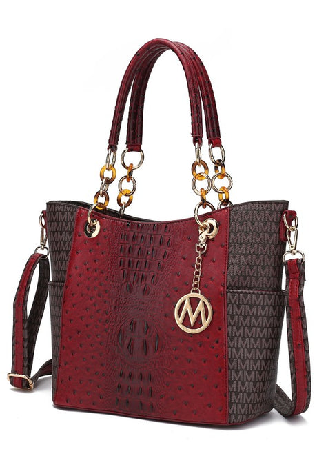 red Crocodile Print Faux Leather Tote Bag