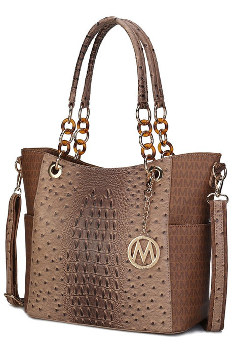 tan Crocodile Print Faux Leather Tote Bag