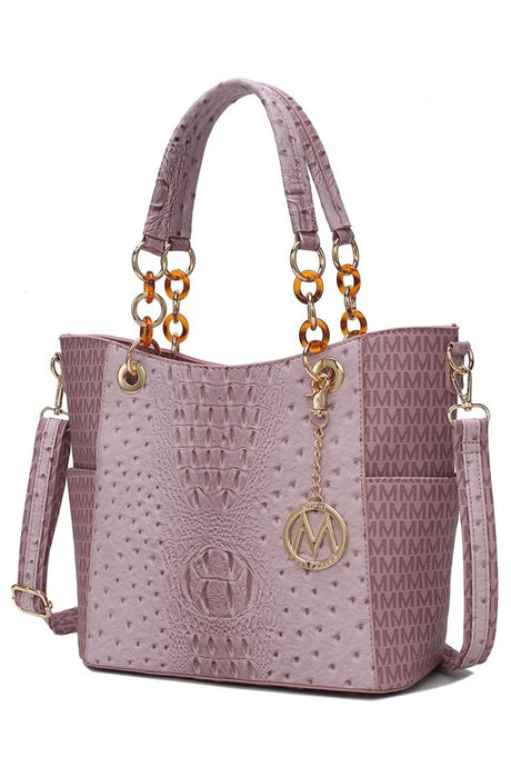 lavender Crocodile Print Faux Leather Tote Bag