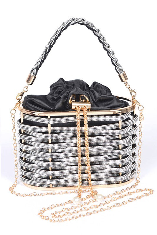 Rhinestone Basket Weave Box Clutch