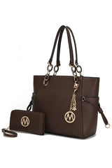 Chocolate Brown Vegan Leather Tote Bag with Wallet