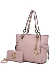 Blush Pink Vegan Leather Tote Bag with Wallet