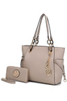 taupe Vegan Leather Tote Bag with Wallet