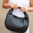 Black Paige Vegan Leather Woven Handbag