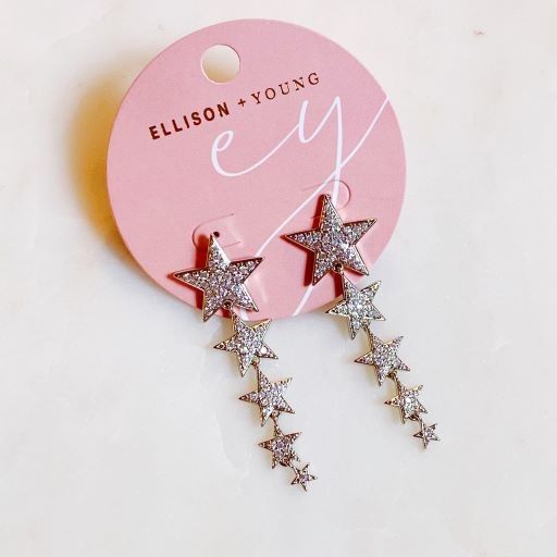 Silver Star Drop Earrings