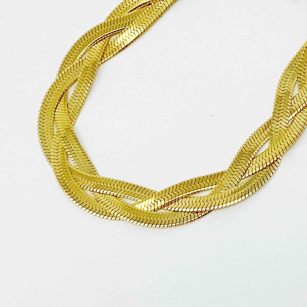 Braided Gold Herringbone Chain Bracelet