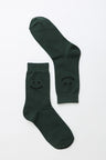 green with Black Smiley Face Crew Socks