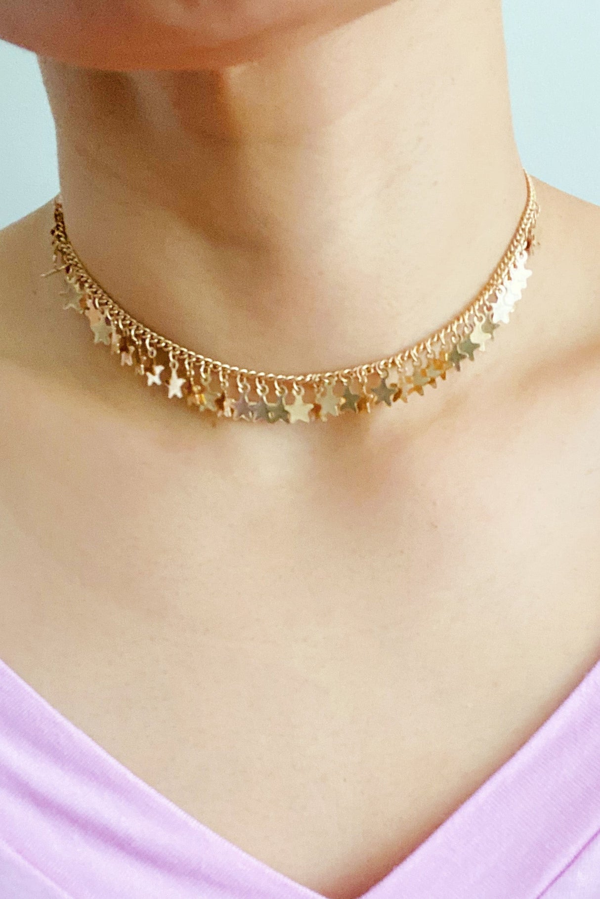 Gold Star Choker Necklace